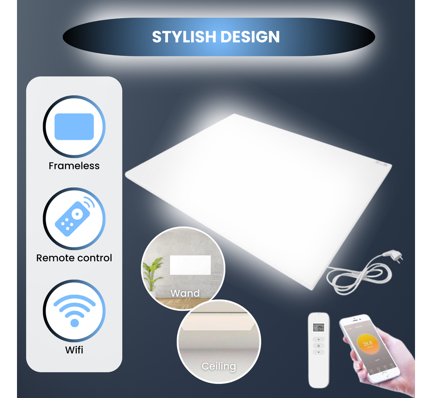 Infra Heating Smart infraroodpaneel 59 × 59 cm – 350 W WiFi