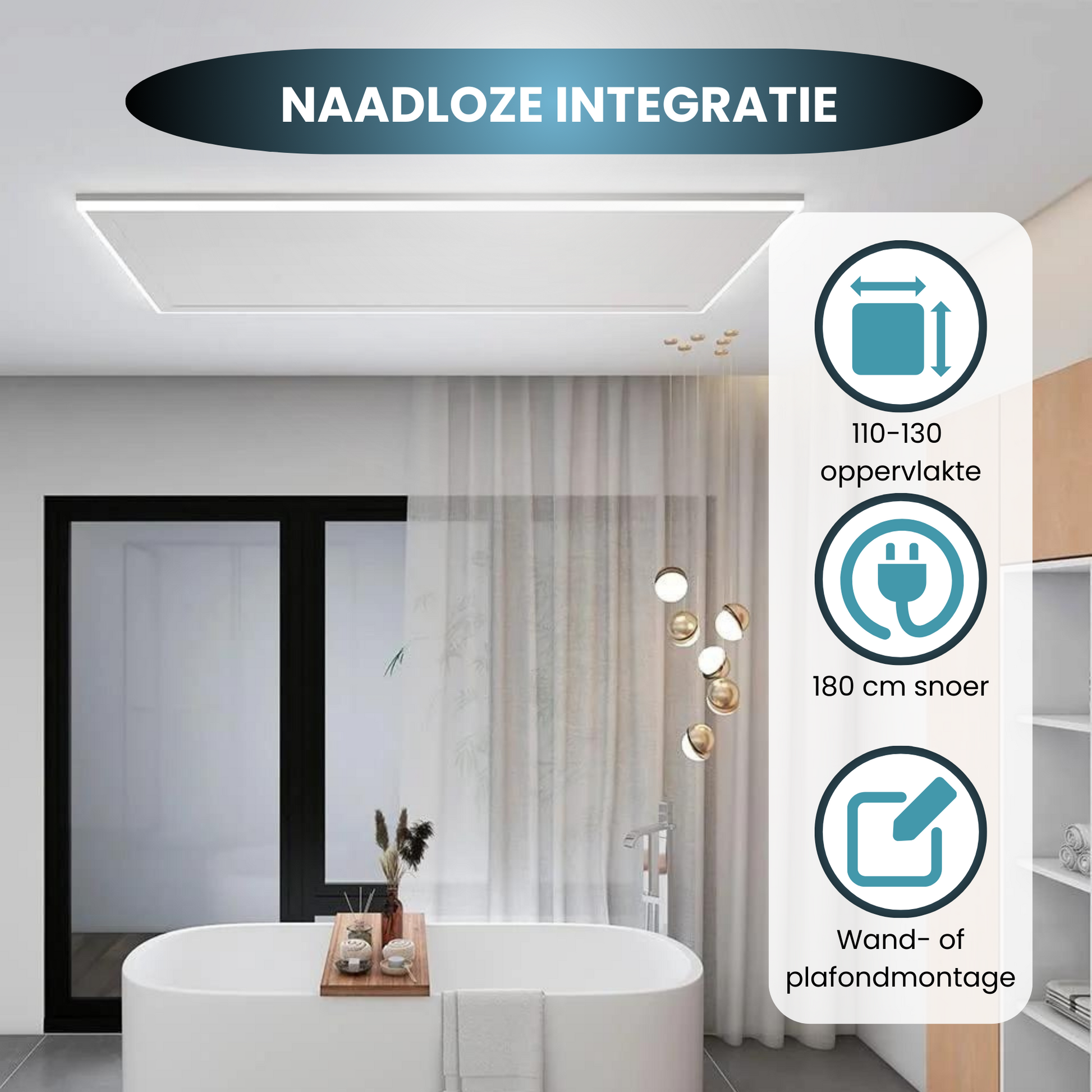 Infra Heating HL Serie Wifi infraroodpaneel met LED verlichting 63 x 108 cm – 700 W