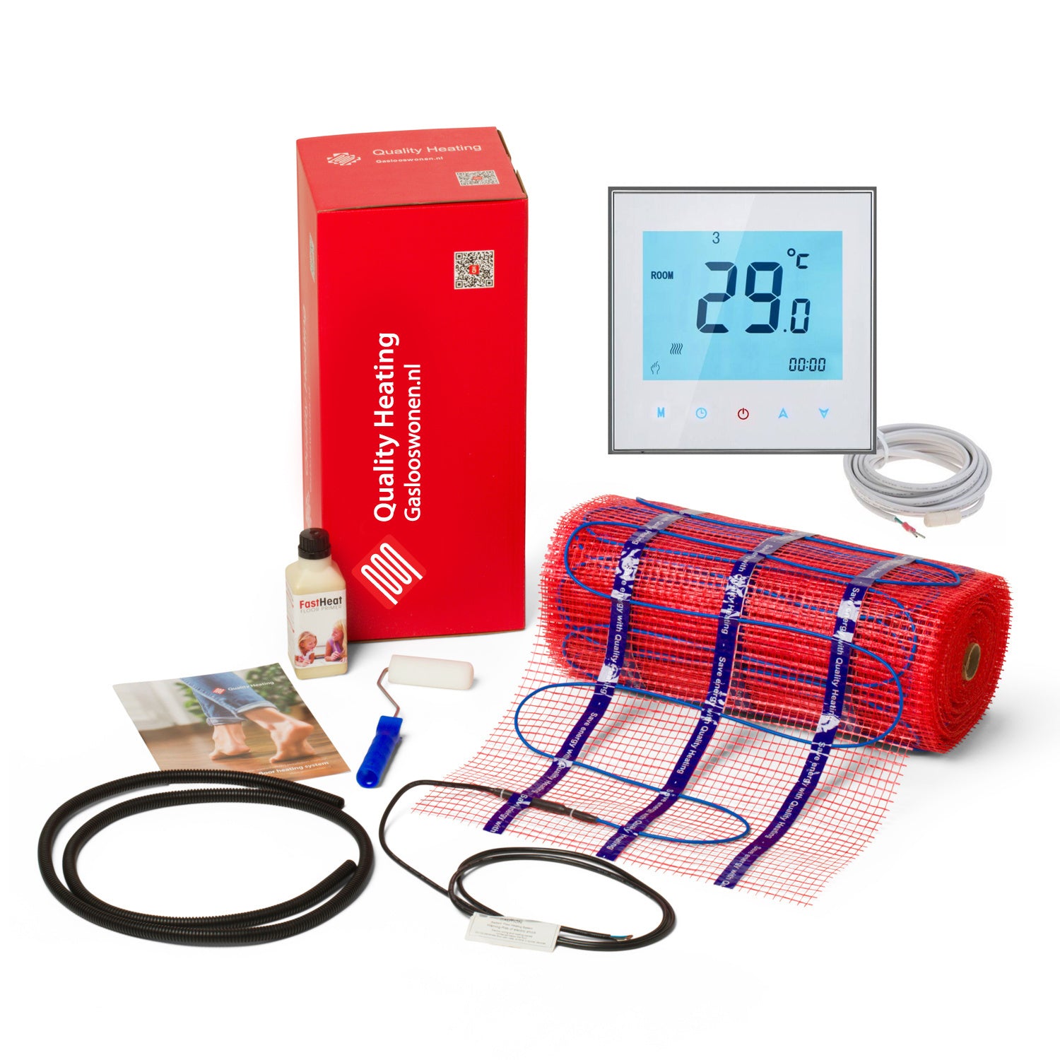 Infra Heating 150 W vloerverwarmingsmat set inclusief programmeerbare WiFi PRF-79 thermostaat