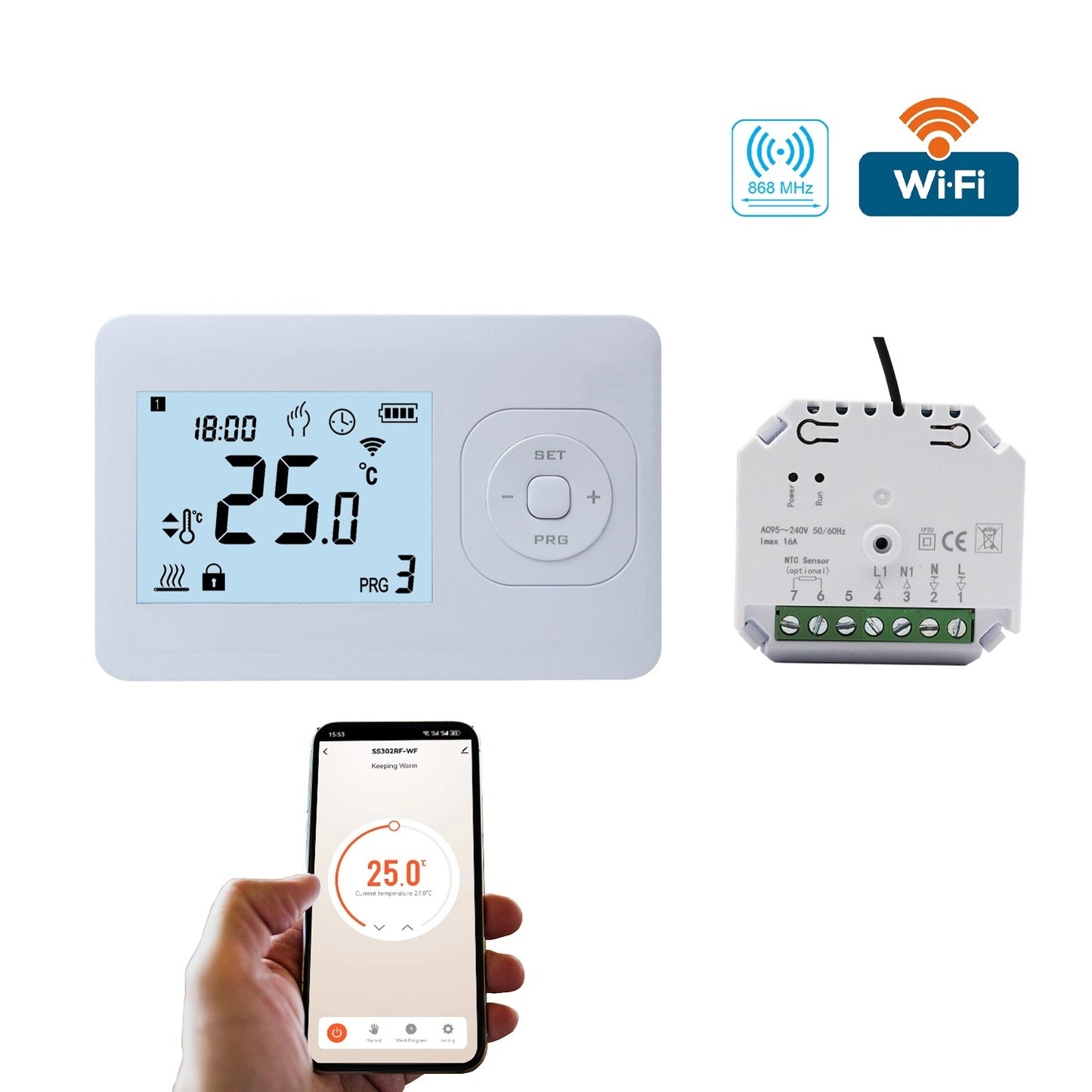 Infra Heating Wifi Basic draadloze programmeerbare thermostaat