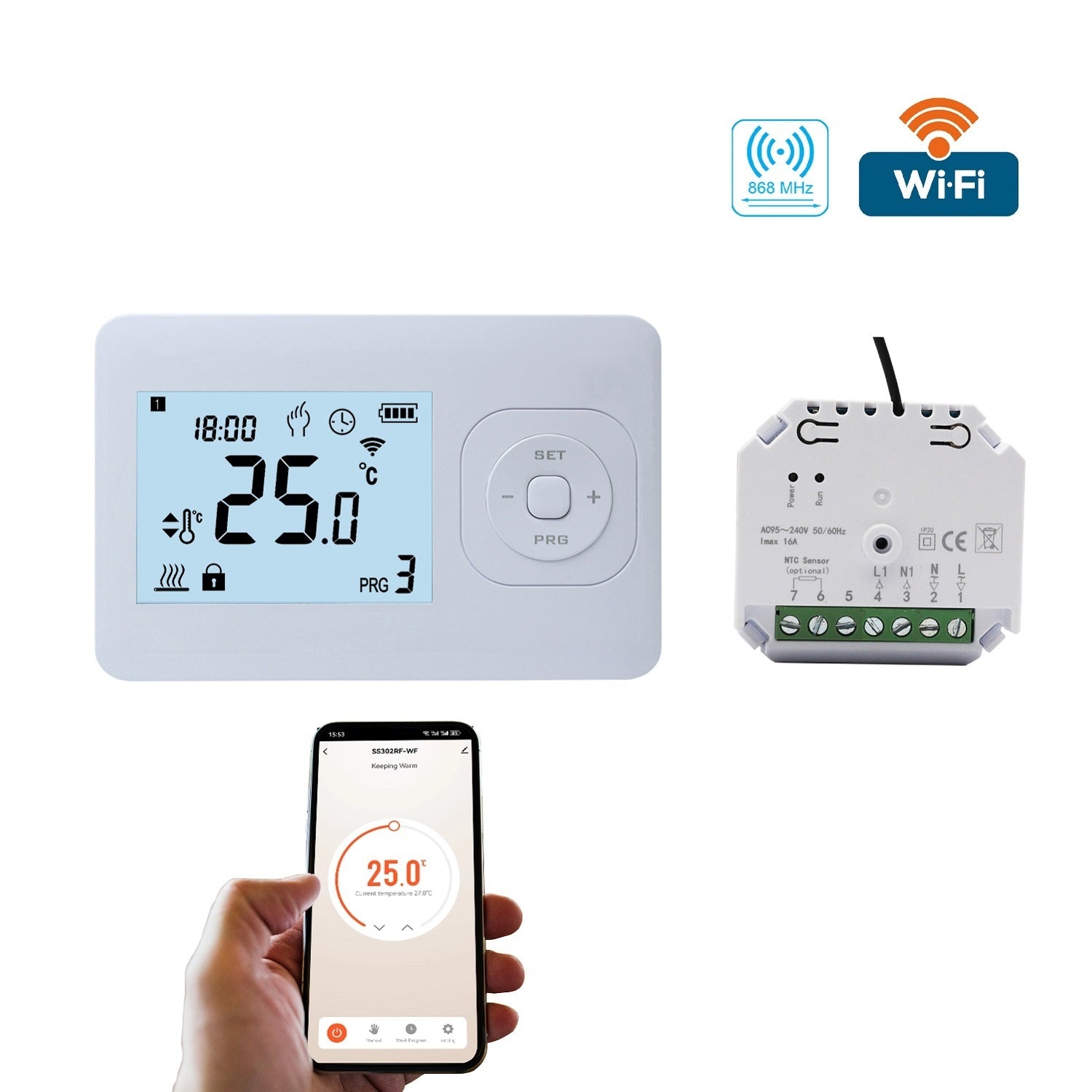 Infra Heating Wifi Basic draadloze programmeerbare thermostaat