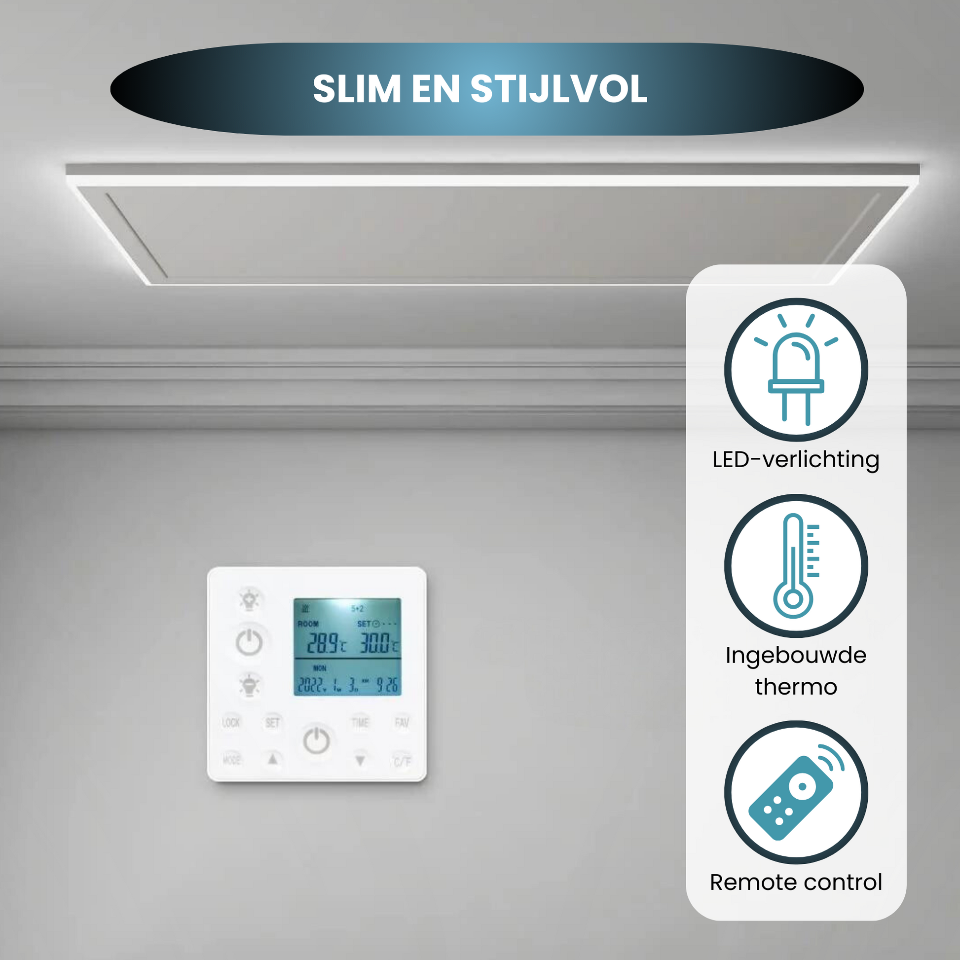 Infra Heating HL Serie infraroodpaneel met LED verlichting 63 x 108 cm – 700 W