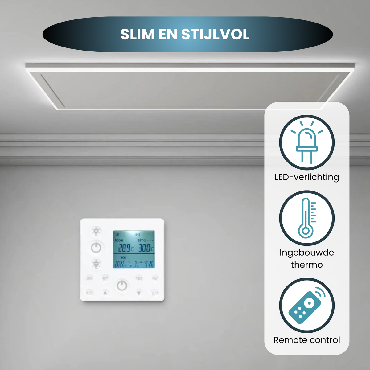 Infra Heating HL infraroodpaneel met LED verlichting 63 × 65,5 cm – 400 W