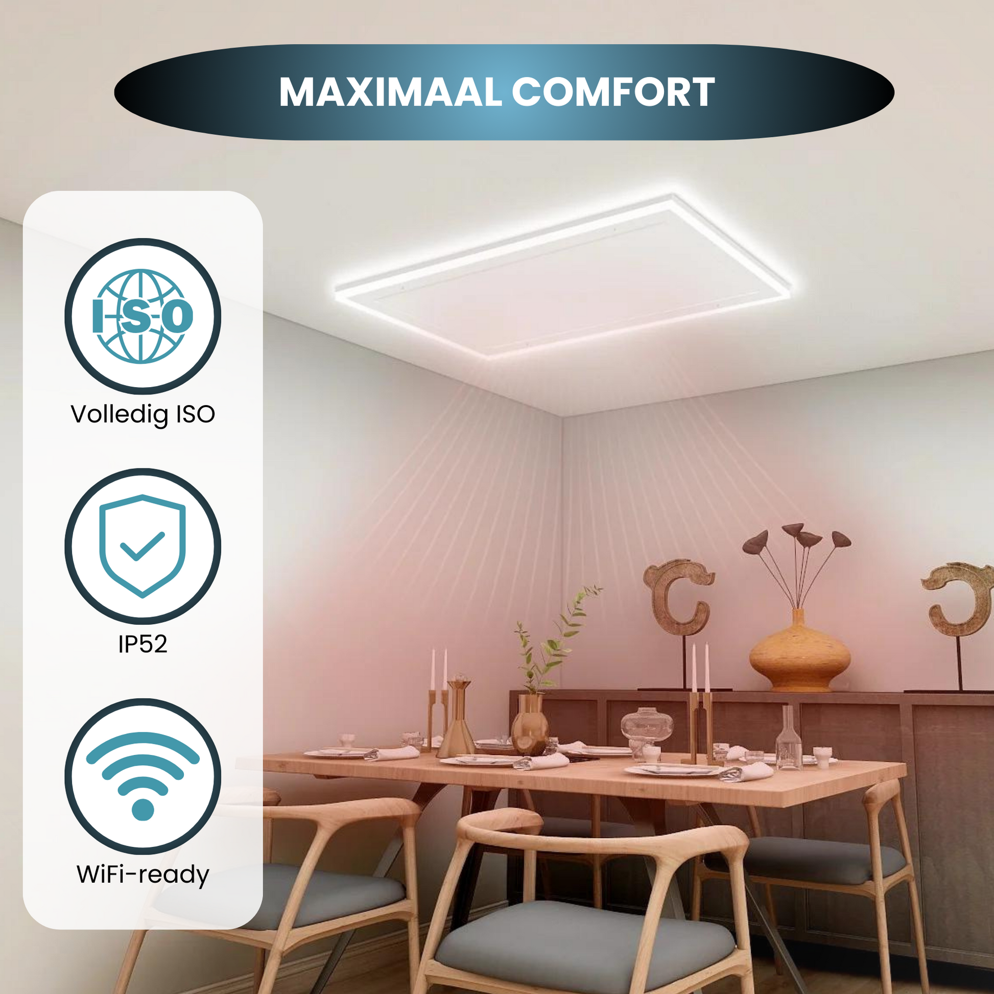 Infra Heating HL Serie Wifi infraroodpaneel met led verlichting 63x128 cm 840 W