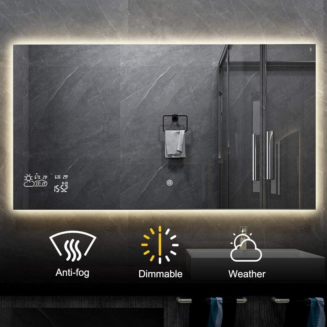 Infra Heating slimme infraroodspiegel met LED-verlichting 60 × 100 cm – 350 W